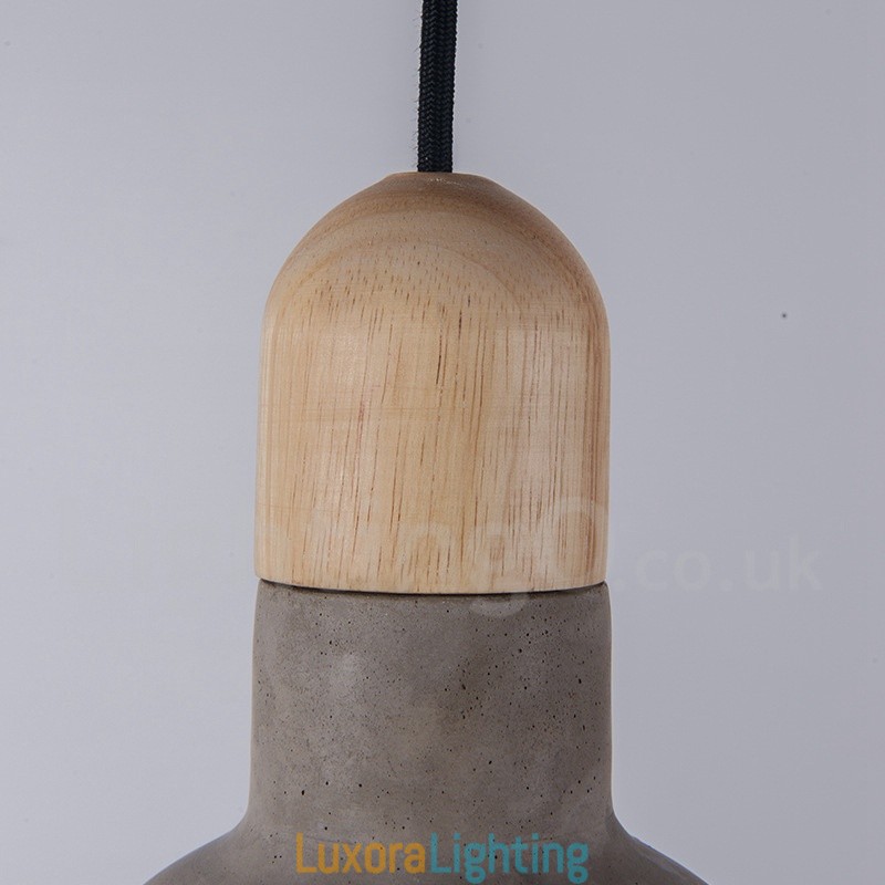 Designer Touch Decorative Retro Vintage Wood Concrte Single Light Pendant Light