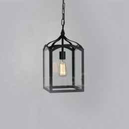 Designer Touch Decorative Metal Rustic Lodge Pendant Light with Glass Shade