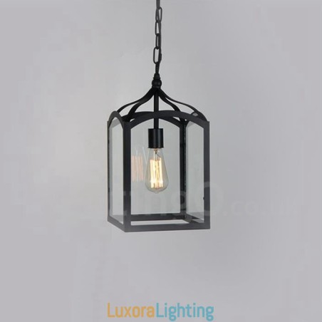Designer Touch Decorative Metal Rustic Lodge Pendant Light with Glass Shade
