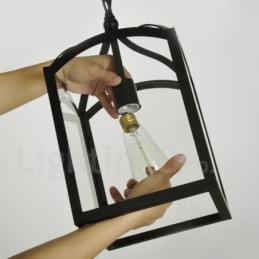 Designer Touch Decorative Metal Rustic Lodge Pendant Light with Glass Shade