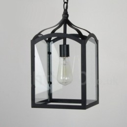 Designer Touch Decorative Metal Rustic Lodge Pendant Light with Glass Shade