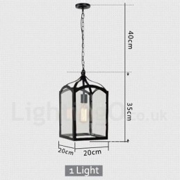 Designer Touch Decorative Metal Rustic Lodge Pendant Light with Glass Shade