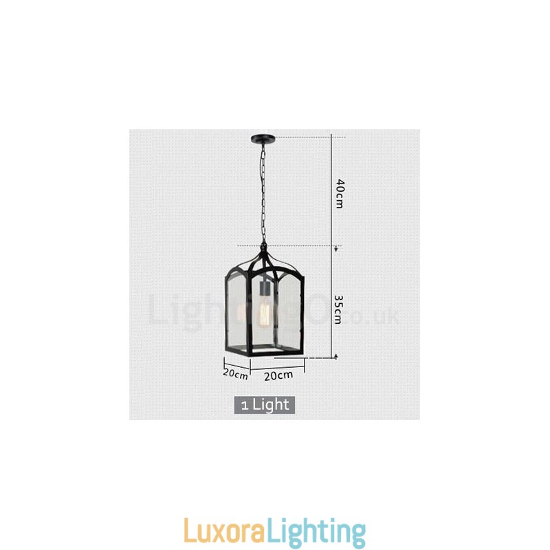 Designer Touch Decorative Metal Rustic Lodge Pendant Light with Glass Shade