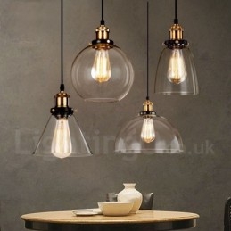 Designer Touch Decorative Retro Vintage Pendant Light with Glass Shade Lamp