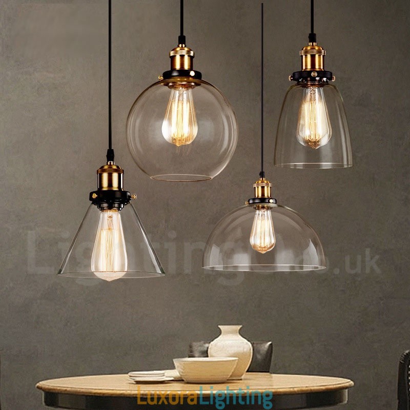 Designer Touch Decorative Retro Vintage Pendant Light with Glass Shade Lamp