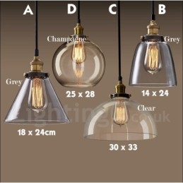 Designer Touch Decorative Retro Vintage Pendant Light with Glass Shade Lamp