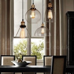 Designer Touch Decorative Retro Vintage Pendant Light with Glass Shade Lamp