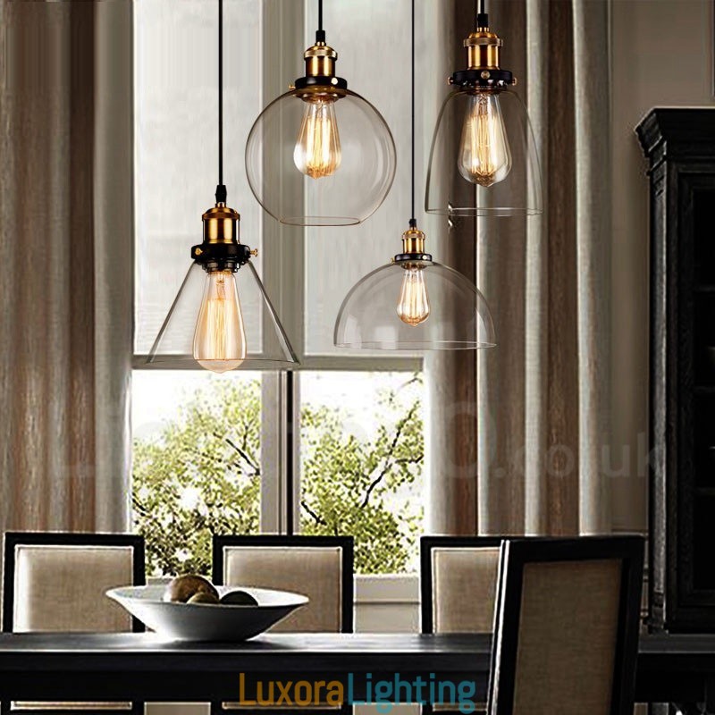 Designer Touch Decorative Retro Vintage Pendant Light with Glass Shade Lamp
