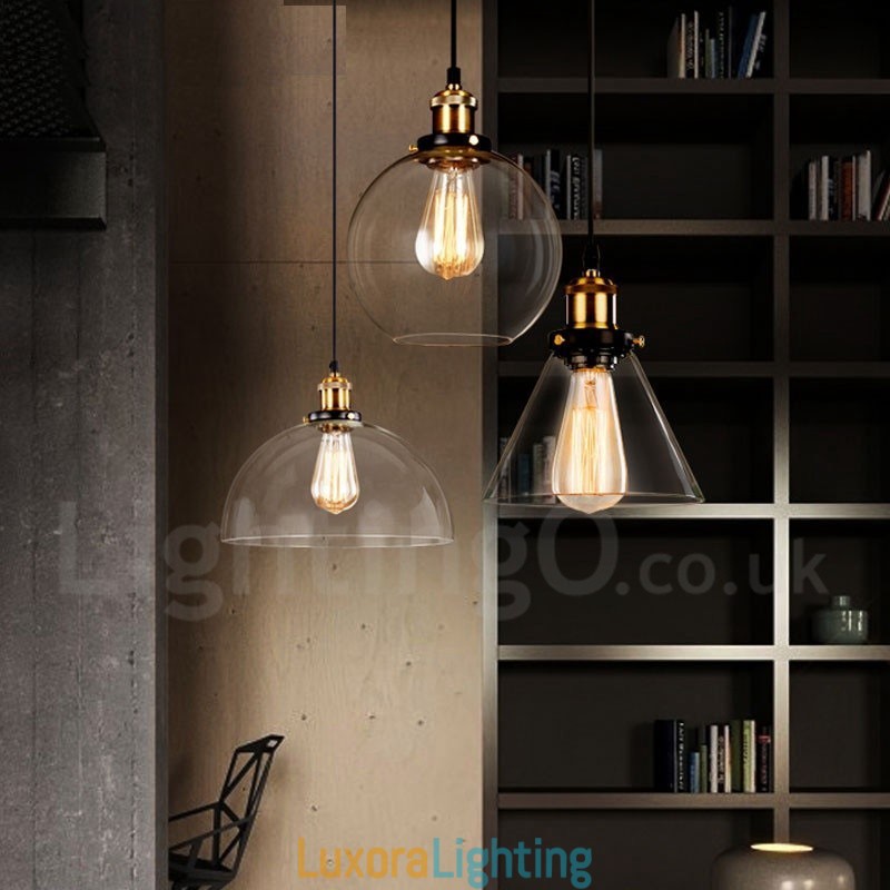 Designer Touch Decorative Retro Vintage Pendant Light with Glass Shade Lamp