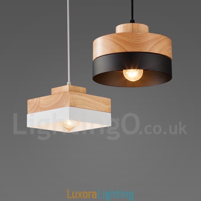 Designer Touch Decorative Modern Contemporary Wood Metal Wood Pendant Light