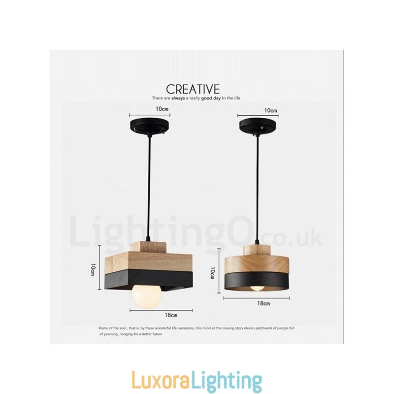 Designer Touch Decorative Modern Contemporary Wood Metal Wood Pendant Light