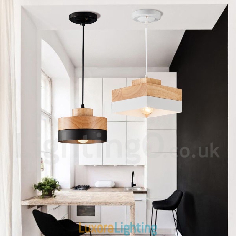 Designer Touch Decorative Modern Contemporary Wood Metal Wood Pendant Light