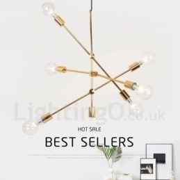 Designer Touch Decorative 6 Light Copper Chandelier with Glass Shade Lamp