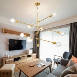 Designer Touch Decorative 6 Light Copper Chandelier with Glass Shade Lamp