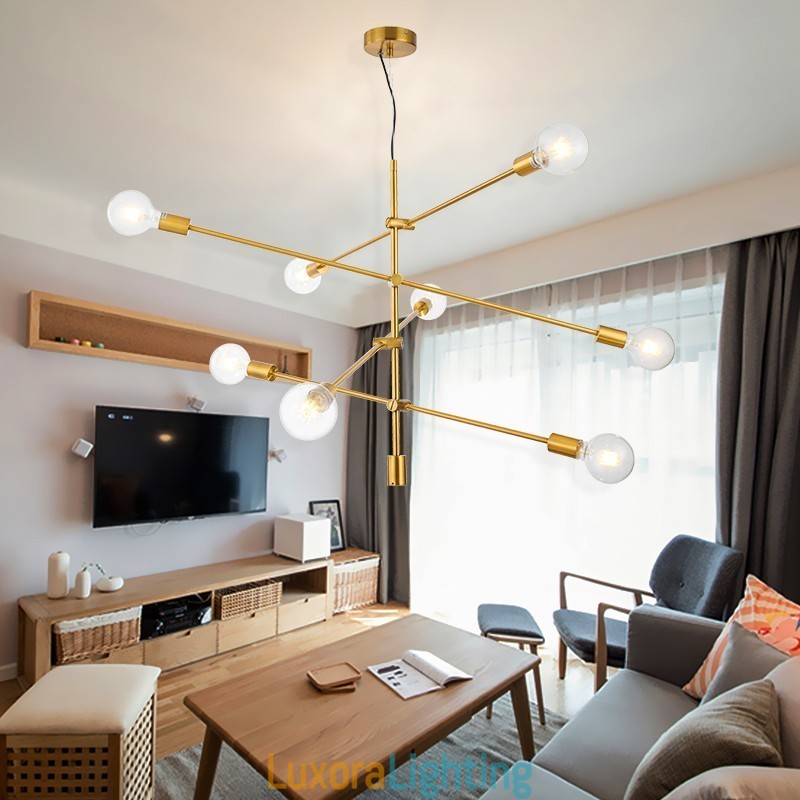 Designer Touch Decorative 6 Light Copper Chandelier with Glass Shade Lamp