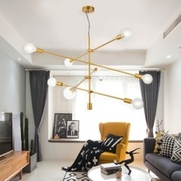 Designer Touch Decorative 6 Light Copper Chandelier with Glass Shade Lamp