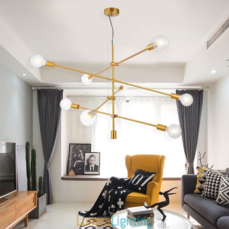 Designer Touch Decorative 6 Light Copper Chandelier with Glass Shade Lamp