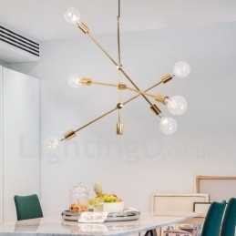 Designer Touch Decorative 6 Light Copper Chandelier with Glass Shade Lamp