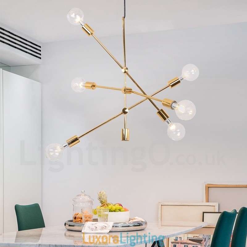 Designer Touch Decorative 6 Light Copper Chandelier with Glass Shade Lamp