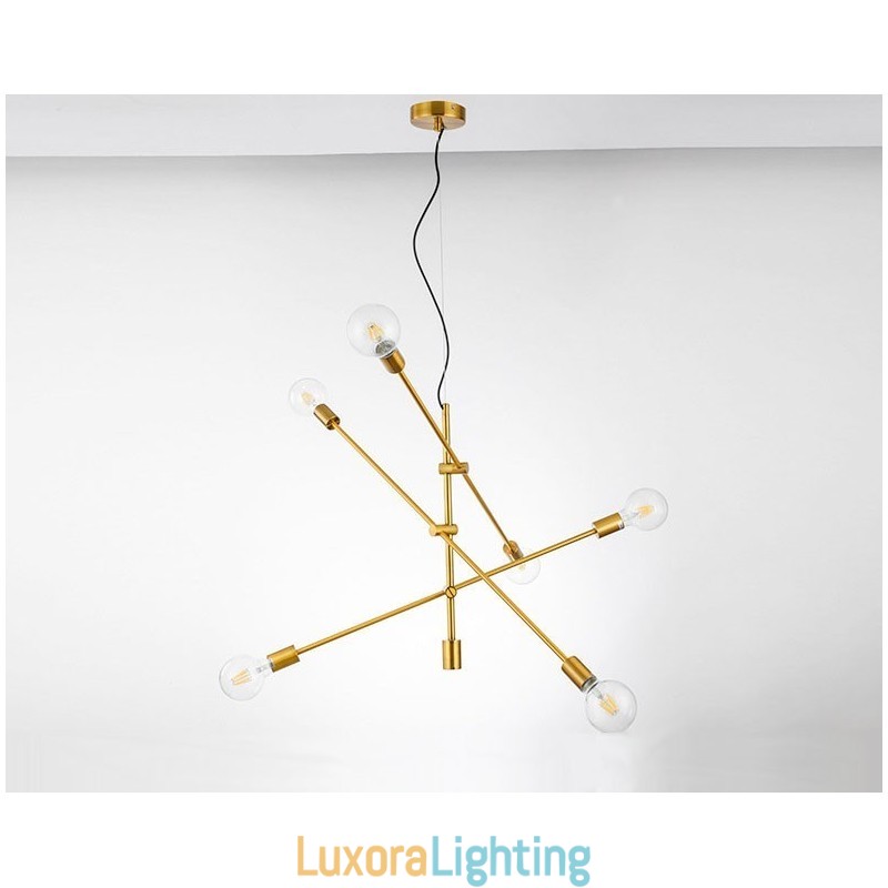 Designer Touch Decorative 6 Light Copper Chandelier with Glass Shade Lamp