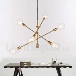 Designer Touch Decorative 6 Light Copper Chandelier with Glass Shade Lamp