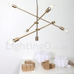 Designer Touch Decorative 6 Light Copper Chandelier with Glass Shade Lamp