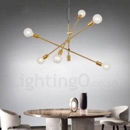 Designer Touch Decorative 6 Light Copper Chandelier with Glass Shade Lamp