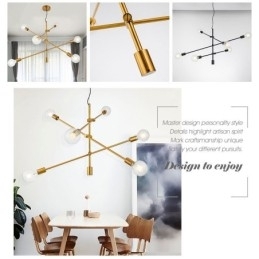 Designer Touch Decorative 6 Light Copper Chandelier with Glass Shade Lamp