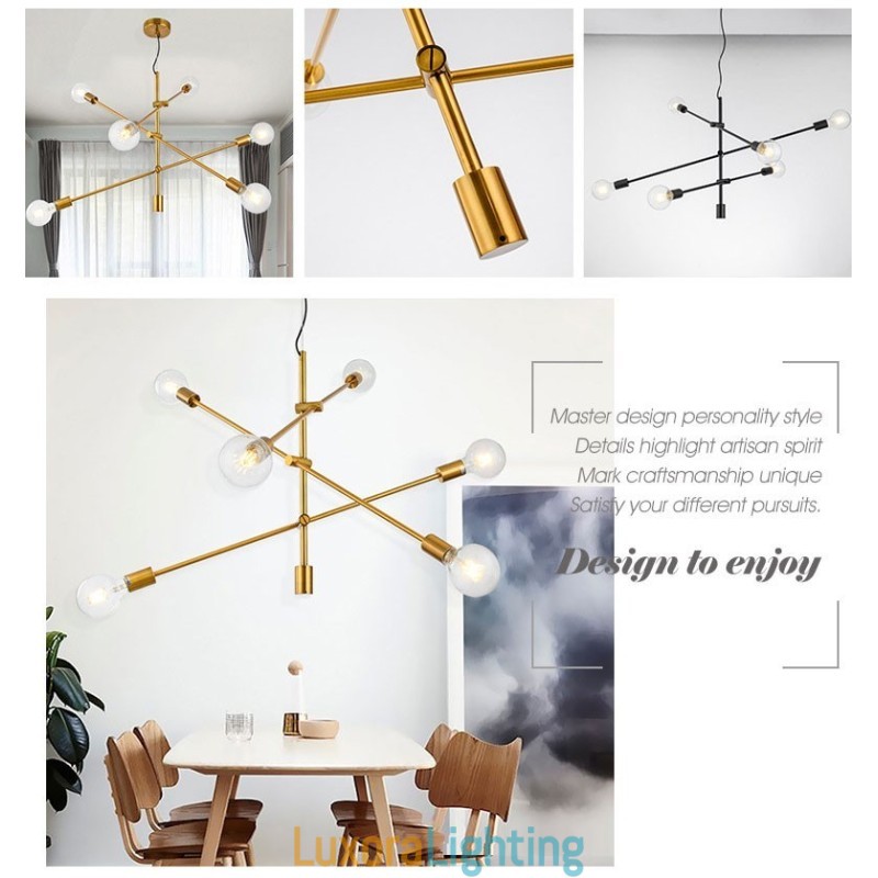 Designer Touch Decorative 6 Light Copper Chandelier with Glass Shade Lamp