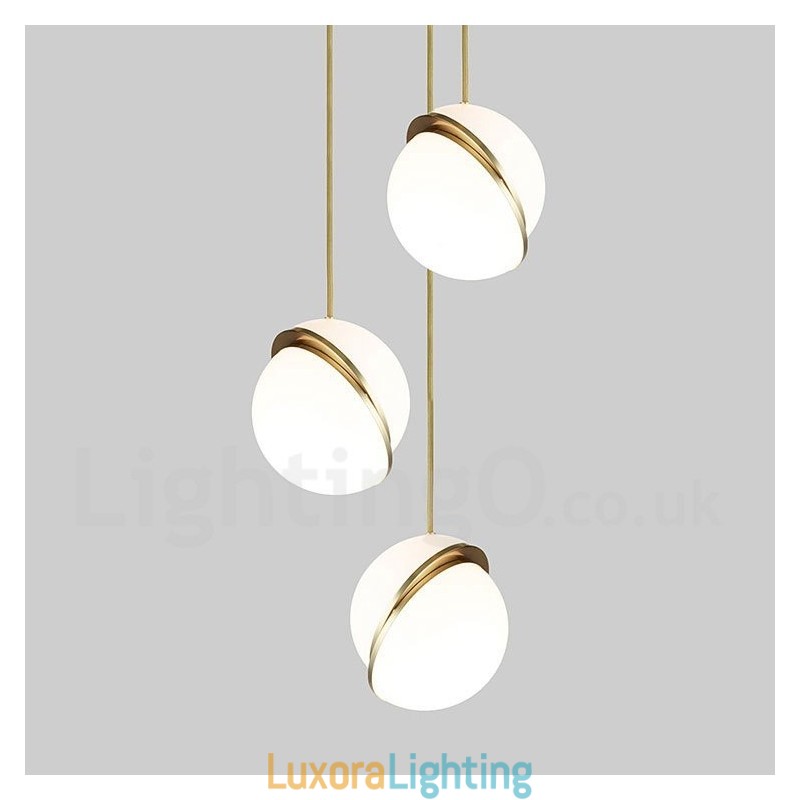 Designer Touch Decorative Modern Contemporary Copper Pendant Light with Glass Shade Lamp