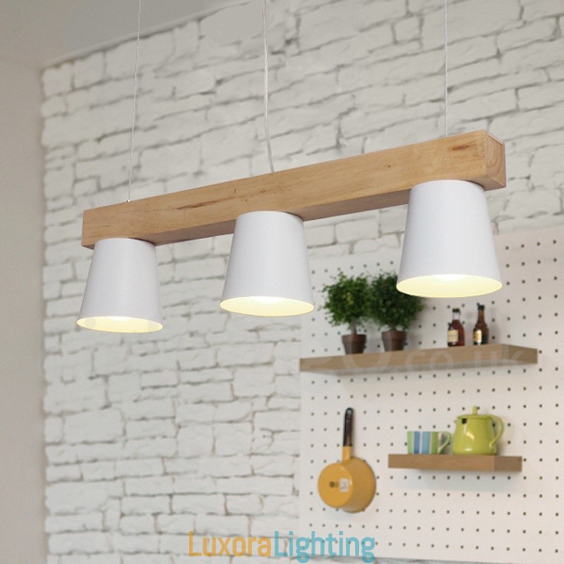 Designer Touch Decorative 3 Light Modern Contemporary Wood Pendant Light
