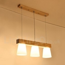 Designer Touch Decorative 3 Light Modern Contemporary Wood Pendant Light