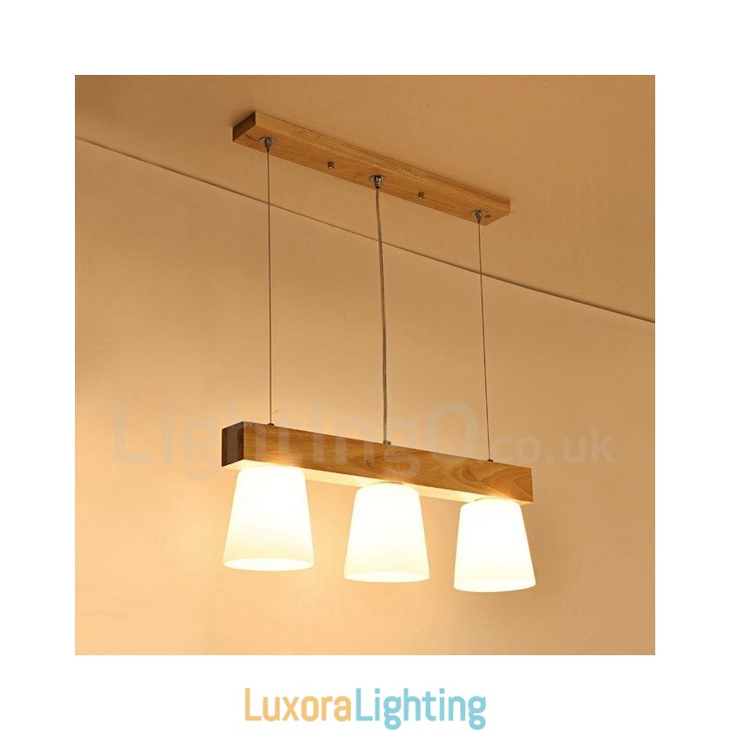 Designer Touch Decorative 3 Light Modern Contemporary Wood Pendant Light