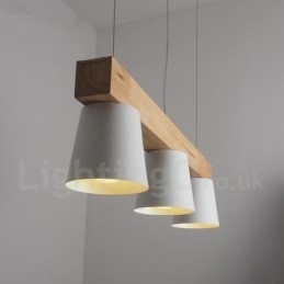 Designer Touch Decorative 3 Light Modern Contemporary Wood Pendant Light