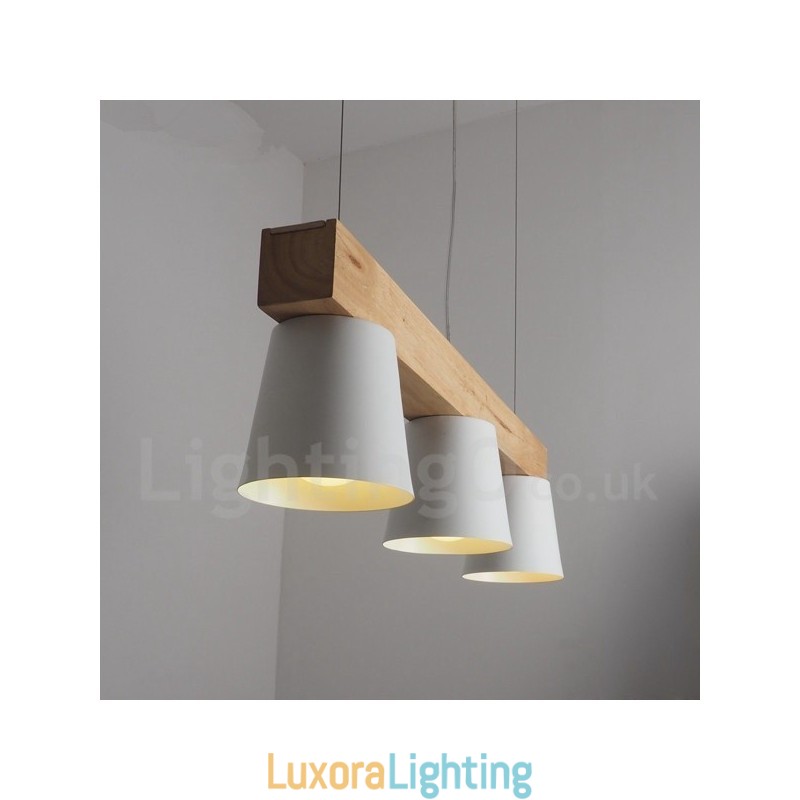 Designer Touch Decorative 3 Light Modern Contemporary Wood Pendant Light