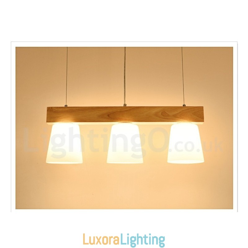 Designer Touch Decorative 3 Light Modern Contemporary Wood Pendant Light