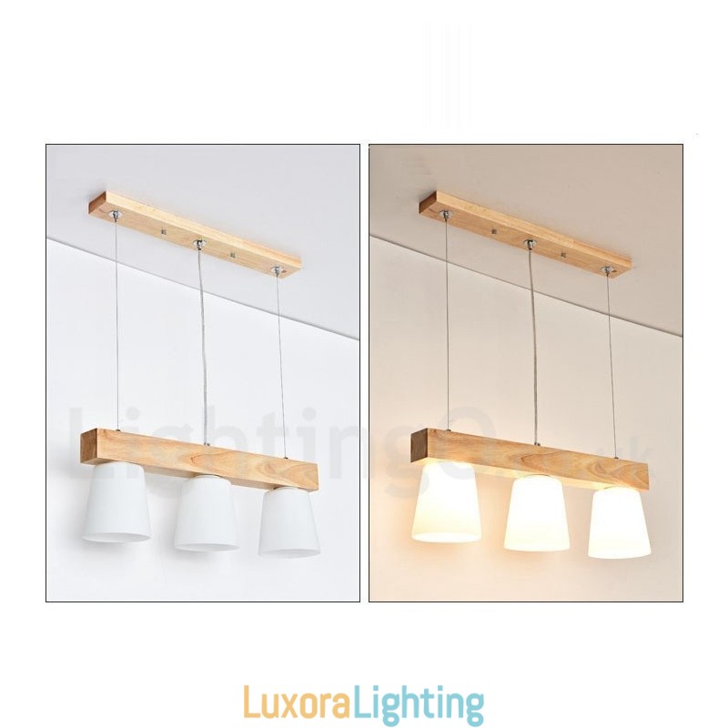 Designer Touch Decorative 3 Light Modern Contemporary Wood Pendant Light
