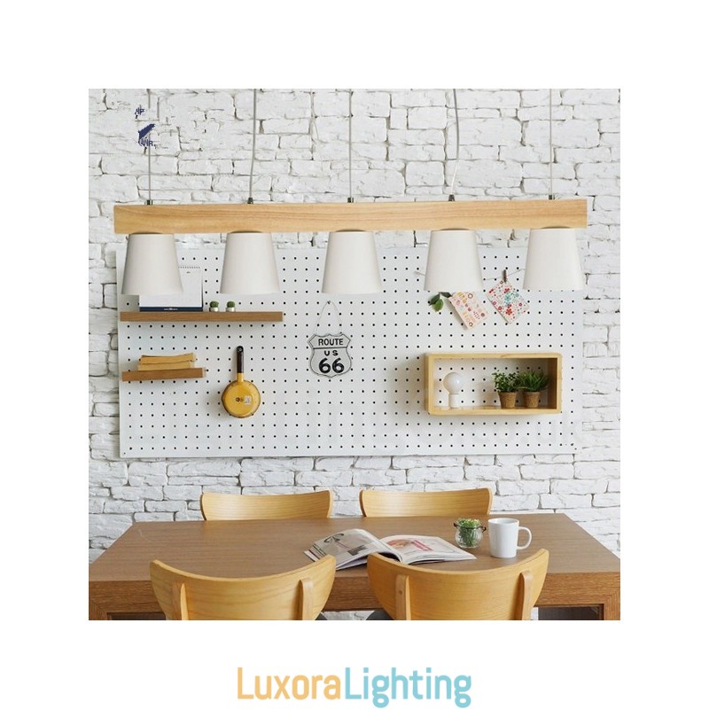 Designer Touch Decorative 5 Light Modern Contemporary Wood Pendant Light