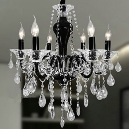 Designer Touch Decorative 6 Light Crystal Chandelier in Black Design Accent