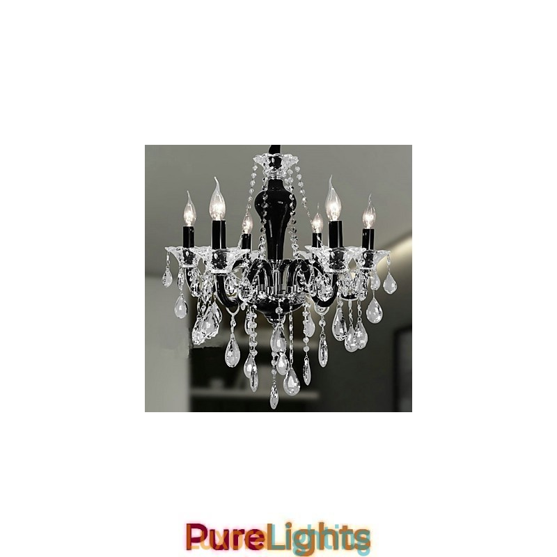 Designer Touch Decorative 6 Light Crystal Chandelier in Black Design Accent
