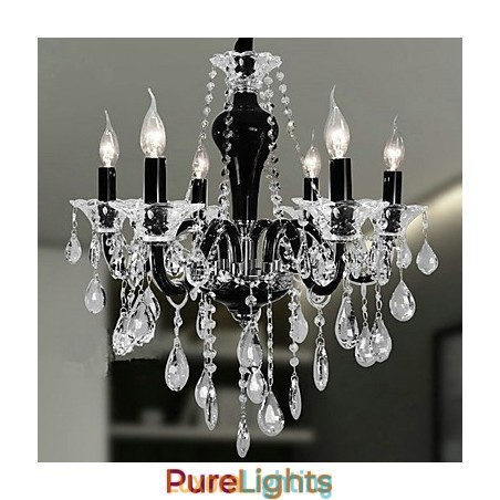 Designer Touch Decorative 6 Light Crystal Chandelier in Black Design Accent
