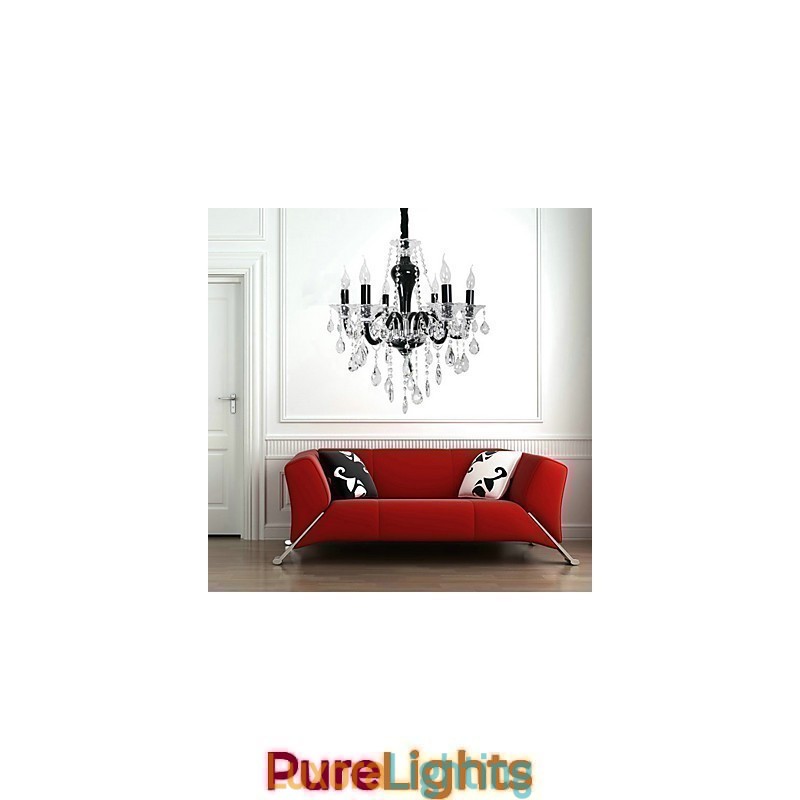 Designer Touch Decorative 6 Light Crystal Chandelier in Black Design Accent