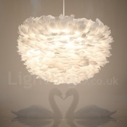 Designer Touch Decorative White Feather Pendant Light