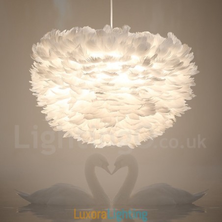 Designer Touch Decorative White Feather Pendant Light