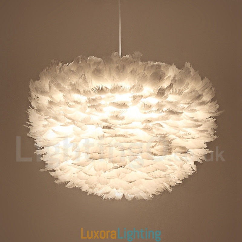 Designer Touch Decorative White Feather Pendant Light
