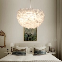 Designer Touch Decorative White Feather Pendant Light
