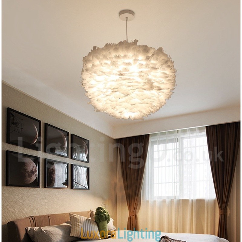 Designer Touch Decorative White Feather Pendant Light