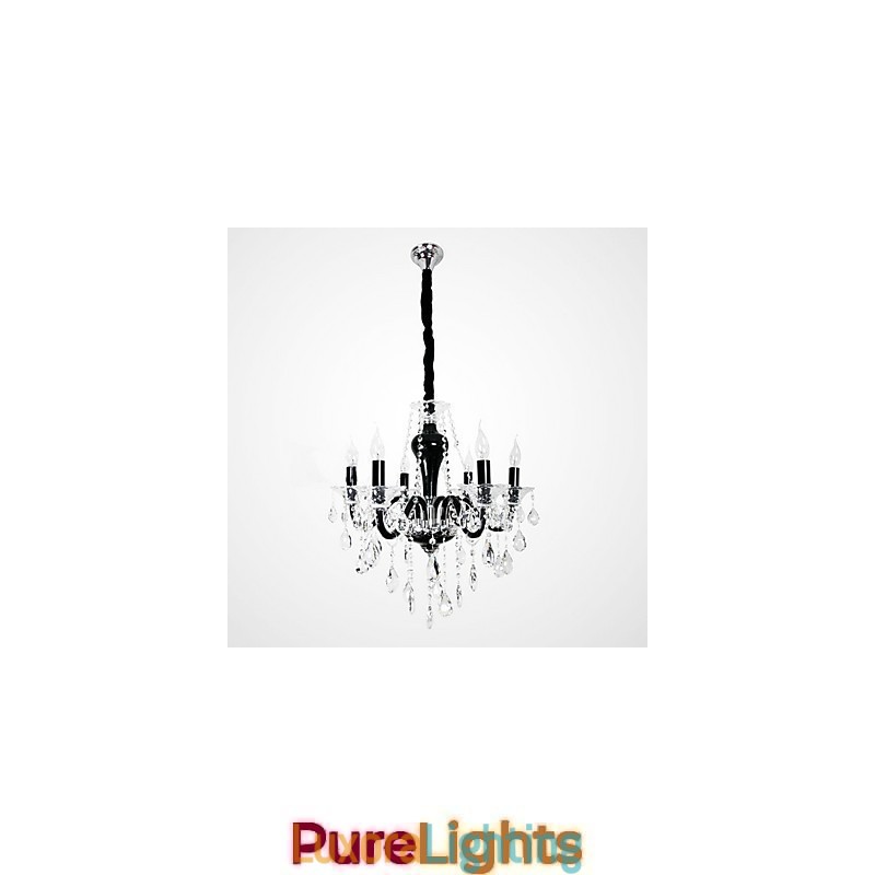 Designer Touch Decorative 6 Light Crystal Chandelier in Black Design Accent