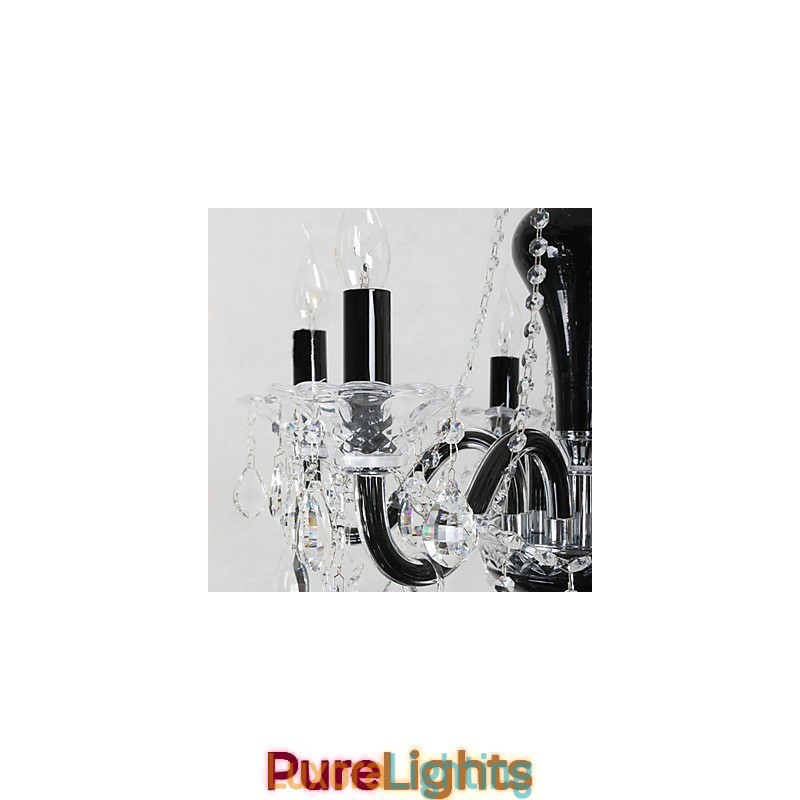 Designer Touch Decorative 6 Light Crystal Chandelier in Black Design Accent