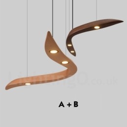 Designer Touch Decorative Modern Contemporary Wood 3 Light Pendant Light